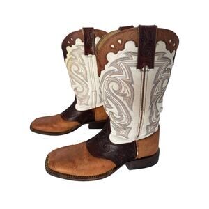 Rocky Two Tone Western Flower Embroidery Boots Women’s Size 6 M
